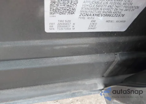 2021 Chevrolet Equinox Fwd Ls из США, поврежденный, VIN 2GNAXHEV5M6131576